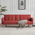 thumbnail image 2 of Convertible Futon Sofa Bed Couch, Folding Sofa Bed with Armrest, Sleeper Sofa Couch with Solid Wood Frame and Metal Legs for Living Room Bedroom Guest Room, Red, 2 of 7