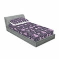 thumbnail image 3 of Floral Bedding Set with Sheet & Covers, Butterfly Silhouettes with Plant Flower Patterned Design Swirls Curves, Printed Bedroom Decor 2 Shams, 4 Sizes, Lilac Dark Purple White, by Ambesonne, 3 of 3