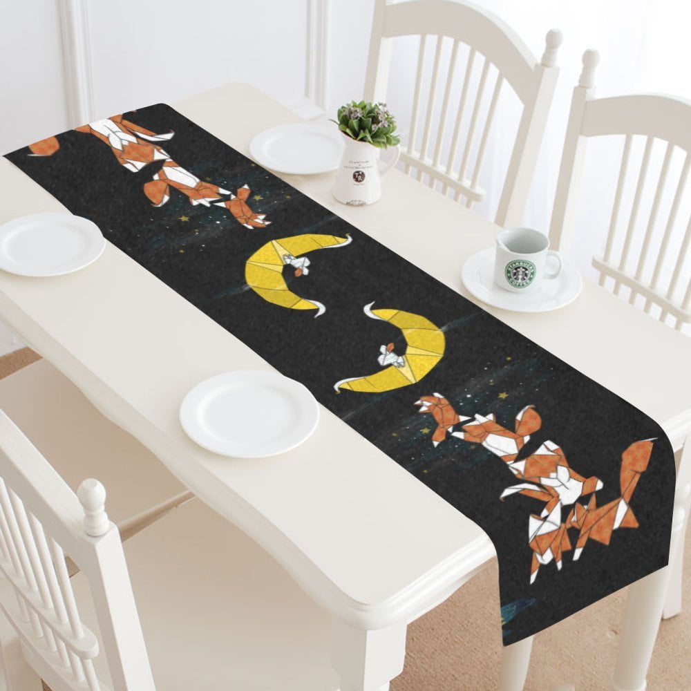 MKHERT Paper Moon Table Runner for Office Kitchen Dining Room Wedding Party 16x72 inch