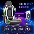thumbnail image 6 of Mr IRONSTONE Gaming Chair for Adults, 7 Point Massage Computer Chair with Bluetooth Speakers RGB, Heavy Duty 400lbs Ergonomic PC Chair with 3D Armrests Footrest, Black/White, 6 of 9