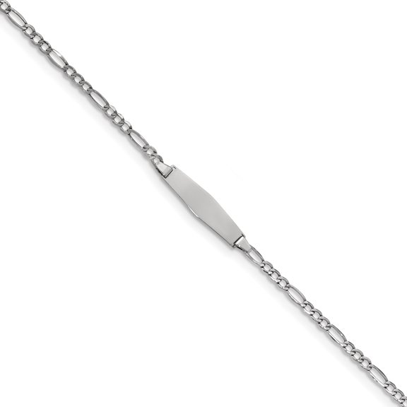 14K WG Polished Soft Diamond Shape ID with Semi-SolSoft Diamond Shape ID Fi (Weight: 1.69 Grams, Length: 6 Inches)