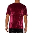 thumbnail image 3 of INSPIRE CHIC Velvet T-Shirt for Men's Classic Short Sleeve Crew Neck Tee Tops Shirts Burgundy XL, 3 of 5