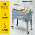 thumbnail image 5 of Permasteel Party Cooler with Divider, Spacious 80-Qt Capacity, Chills 36hrs, Serving Tray, Rolling Ice Chest for Indoor and Outdoor Entertainment, Matte Blue, 5 of 11