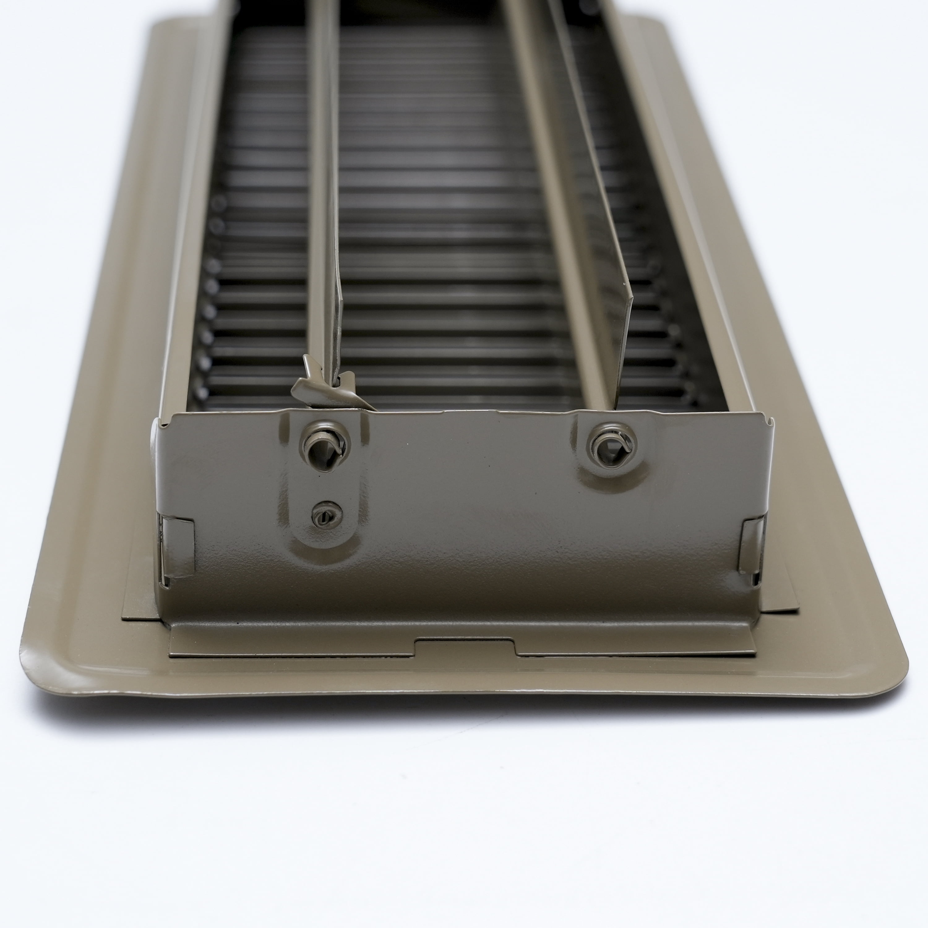 [2 Pack] Fits 2x12 Duct Opening Floor Register with Louvered Design by Handua | Heavy Duty Walkable Design with Damper | Floor Vent Grille | Easy to Adjust Air Supply Lever | Brown