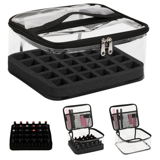 Bolsa organizadora de esmaltes de uñas Beloving con capacidad para 30 botellas, color negro
