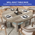 thumbnail image 3 of ModFusion Round Dining Table for 4-6 People, Waterproof Wooden Oak Rustic Kitchen Table, Pedestal Base, Farmhouse Dinner Pantry, Charcoal Gray, 3 of 10