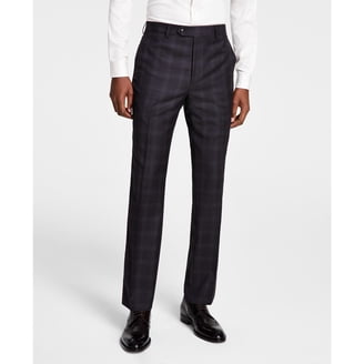 michael kors men's classic fit performance dress pants Plaid Classic-Fit Wool-Blend Stretch Navy B4HP $190 (Regular,44,32 in) bonton_owned