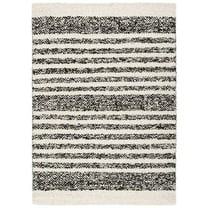 SAFAVIEH Natura SHASTA Geometric Striped Area Rug, Black/Ivory, 3' x 5'