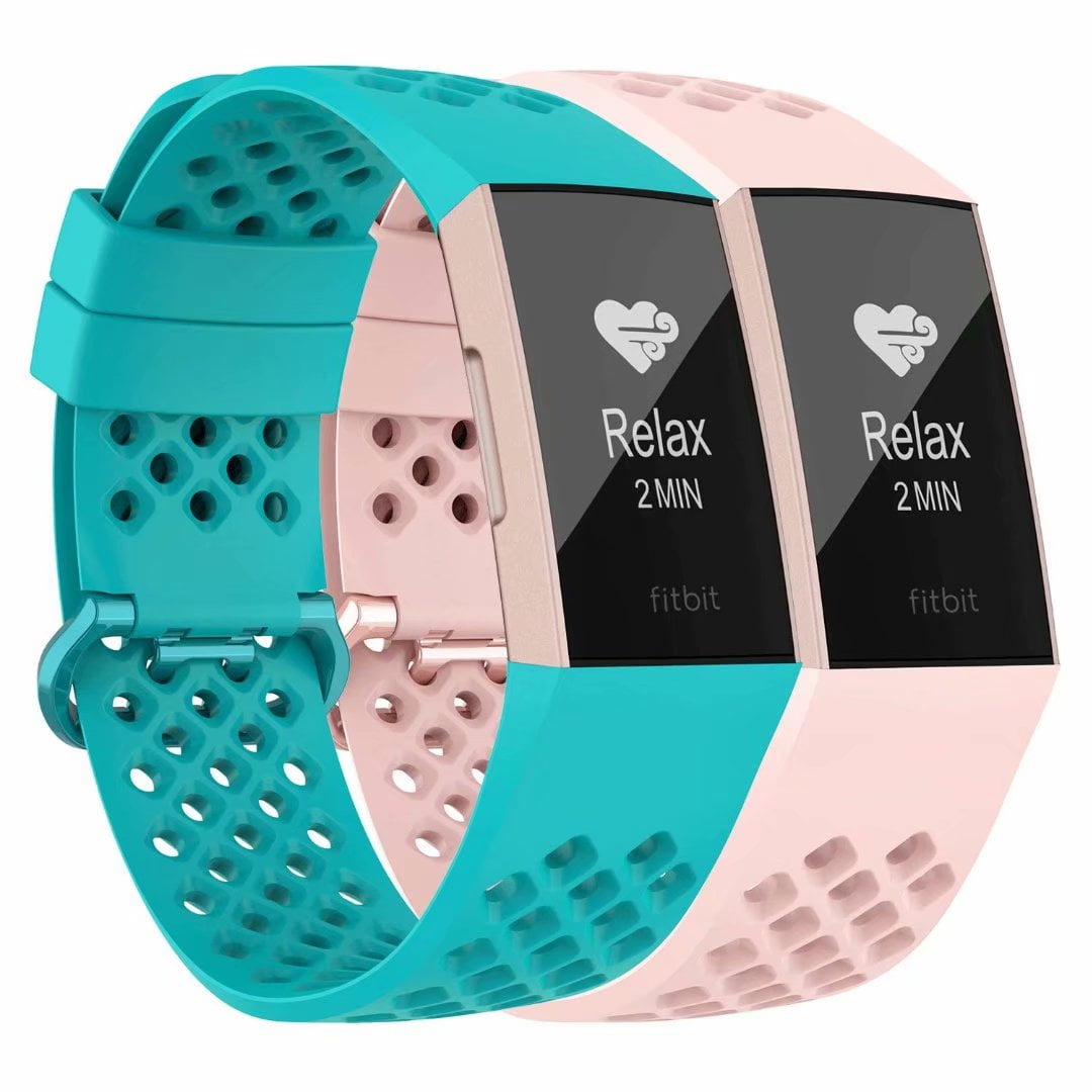 SWEES Silicone Bands Compatible Fitbit Charge 3 & Charge 3 SE Bands Breathable 
