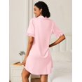 thumbnail image 5 of Ekouaer Nightgowns for Women Button Down Sleep Shirts Short Sleeve Night Shirts V Neck Sleepwear Boyfriend Pajama Dress, 5 of 6