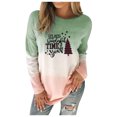 thumbnail image 1 of Femmes Col Rond Ample Manches Longues Hauts Blouse Dégradé Chandail, 1 of 9