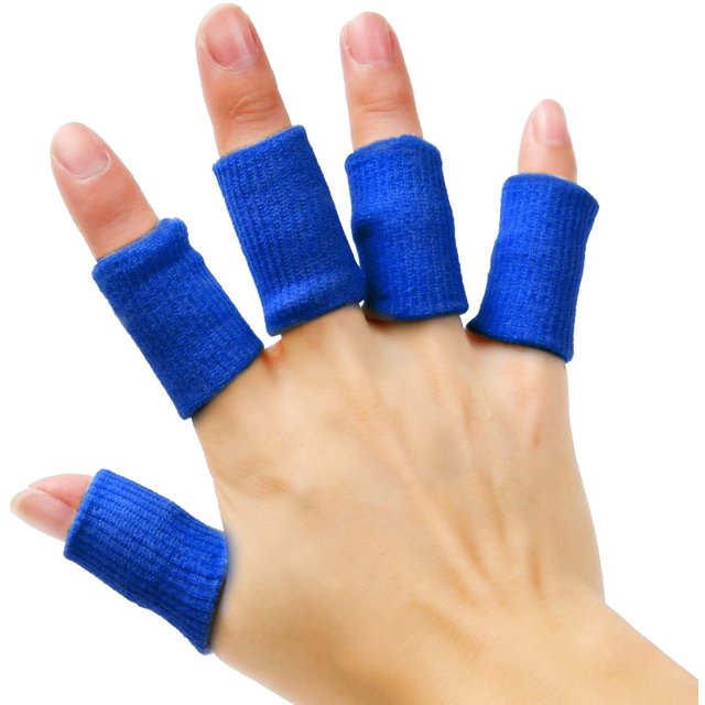 10 PCS Adult Finger Brace Splint Sleeve Thumb Support Protector Soft Comfortable Cushion Pressure Safe Elastic Breathable Spandex Finger Splinter Boating GYM(blue)