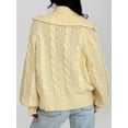 thumbnail image 4 of Gupgi Sweaters for Women Trendy Zip Up Long Sleeve Solid Color Sweater Tops Fall Lapel Cable Knit Pullover, 4 of 6