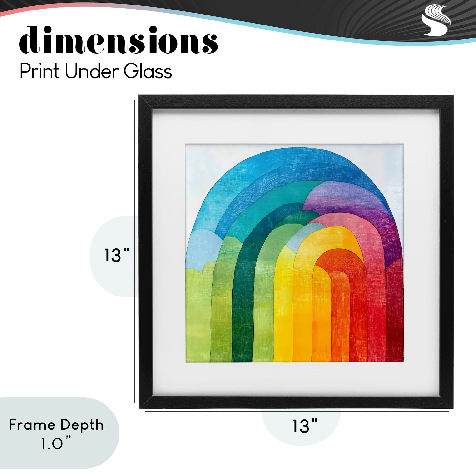 Stupell Industries Vibrant Rainbow Arch Abstraction Black Framed Print Under Glass, design by Creative Studio