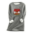 thumbnail image 1 of Jienlioq T-Shirt à Col Rond pour Femmes, Mode, Imprimé de Noël, Manches Régulières, Hiver, Ample, Vacances, Décontracté, Manches, 1 of 2