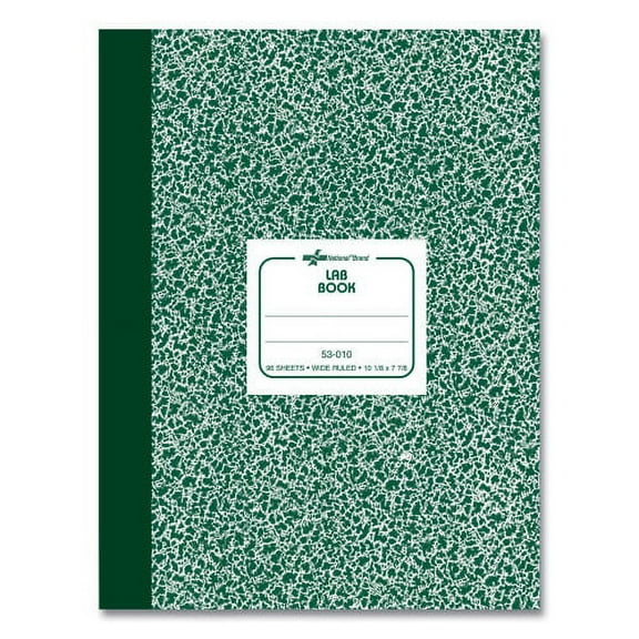 National Paper Lab Notebook, Wide/Legal Rule, Green Marble Cover, 10.13 x 7.88, 96 Sheets (53010)