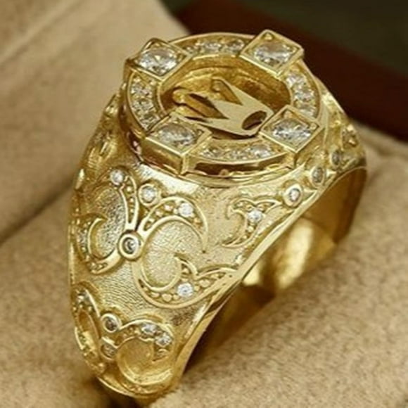 TopLLC Rings Crown Ring Retro Carved Full Ring Give Men For Diamond Christmas Gift Size 6-13 Ring ring