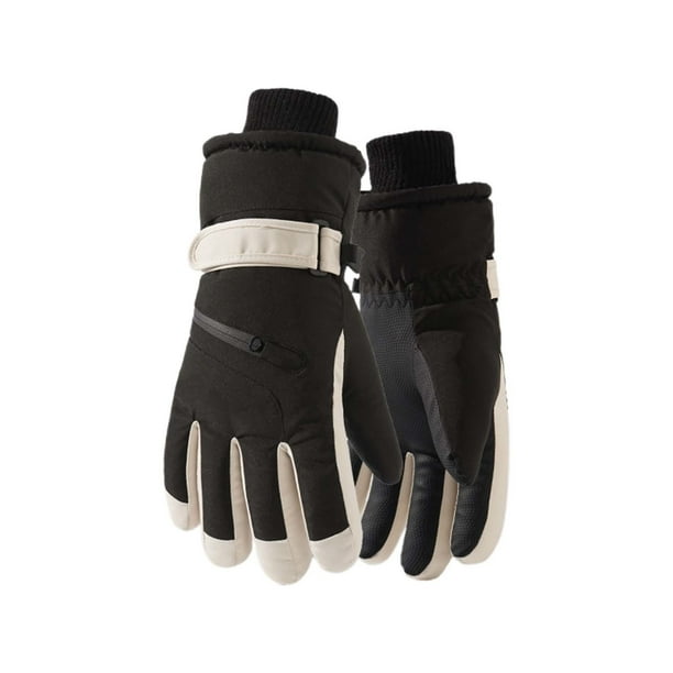Guantes de esquí con pantalla táctil para mujer - Impermeables, con forro polar y agarre de silicona, ajustables para deportes de invierno y climas fríos