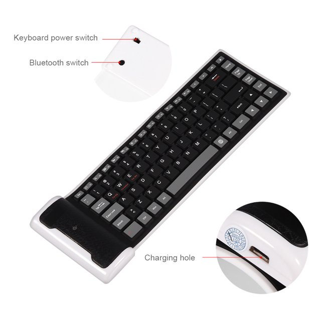 Ccdes Teclado de Silicona Médica Ultra Delgado,Teclado Inalámbrico BluetoothUSB Portátil,Impermeable,A Prueba de Polvo,A Prueba de Radiación,Apoyo Windows XP/Win7/Win10/Vista/Android(Negro)