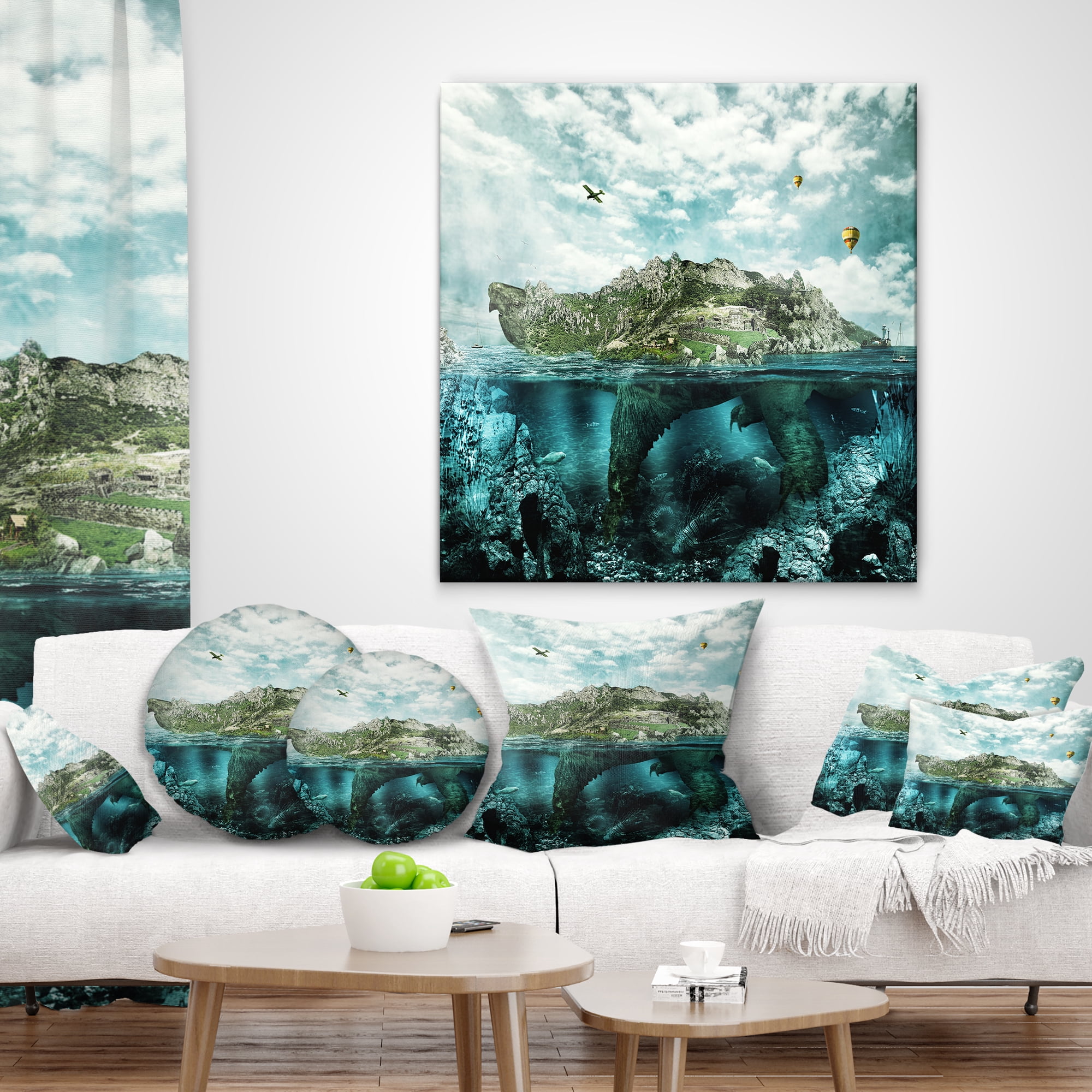 Designart Island Like Large Fantasy Turtle - Animal Throw Pillow - 12x20