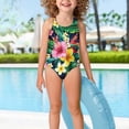 thumbnail image 3 of Uorisanigo Little Girls Swimsuits One Piece Quick Dry Summer Beach Swimwear with Criss-Cross Straps Hawaiian Flower Bathing Suit, Size 7-8, 3 of 7