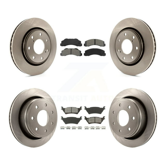 Transit Auto Front Rear Disc Brake Rotors and Semi-Metallic Pads Kit for Car 2012-2014 Ford F-150 with 7 Lug Wheels K8S-100933