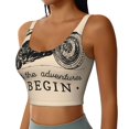 thumbnail image 2 of Fotbe Let The Adventure Begin Pattern Womens' Sports Bra Longline Wirefree Padded with Medium Support Sports Moisture-Wicking Workou Vest,Tank Top-, 2 of 9