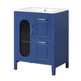 thumbnail image 4 of Modern Bathroom Solution - 24" Blue Vanity Cabinet with Moru Glass Door, 4 of 6
