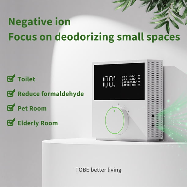 Purificador de Aire con Generador de Iones Negativos | Eliminador de Olores para Hogar, Baño y Sala | Elimina Olores de Mascotas, Formaldehído, VOCs | Alto Rendimiento | Diseño Compacto | Solución