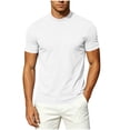 thumbnail image 4 of AKOEE Men's Summer T-Shirts Mock Crew Neck Soft Base Tee Short Sleeve Plain Tshirts Casual Tops Loose Fit (L, White), 4 of 7