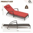 thumbnail image 2 of Ensemble de 2 Chaises Longues de Patio - Fauteuils Inclinables en Rotin avec Coussins Rouges, 5 Positions Réglables pour Piscine/cour/terrasse / Conception Pliable, 2 of 8