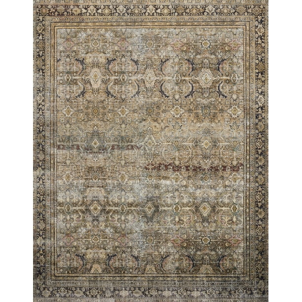 Loloi II Layla Printed Oriental Distressed Olive / Charcoal Area Rug