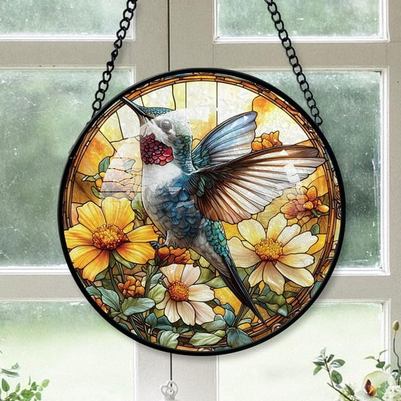 Customized Hummingbird Suncatcher Stained Glass, Hummingbird Gifts for Women for Window Hanging, Hummingbird American Glass Hanging iIZ9dz