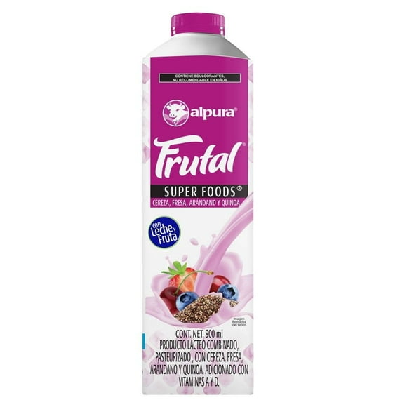 Producto lácteo Alpura Frutal Super Foods cereza, fresa, arandano y quinoa 900 ml