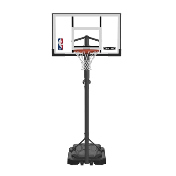 Lifetime NBA Branded 7.5ft - 10ft Adjustable Height 54" Steel-Framed Shatterproof Portable Basketball System (92111)