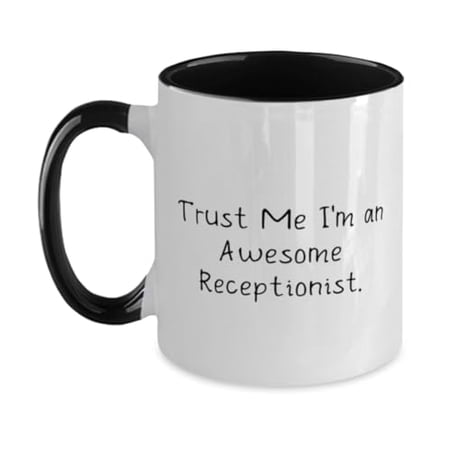 Inspirational Receptionist Gifts, Trust Me I'm an Awesome, Receptionist Two Tone 11oz Mug From Boss, Gifts For Men Women, Funny receptionist mug, Two tone mug, Gift for receptionist, Funny mug
