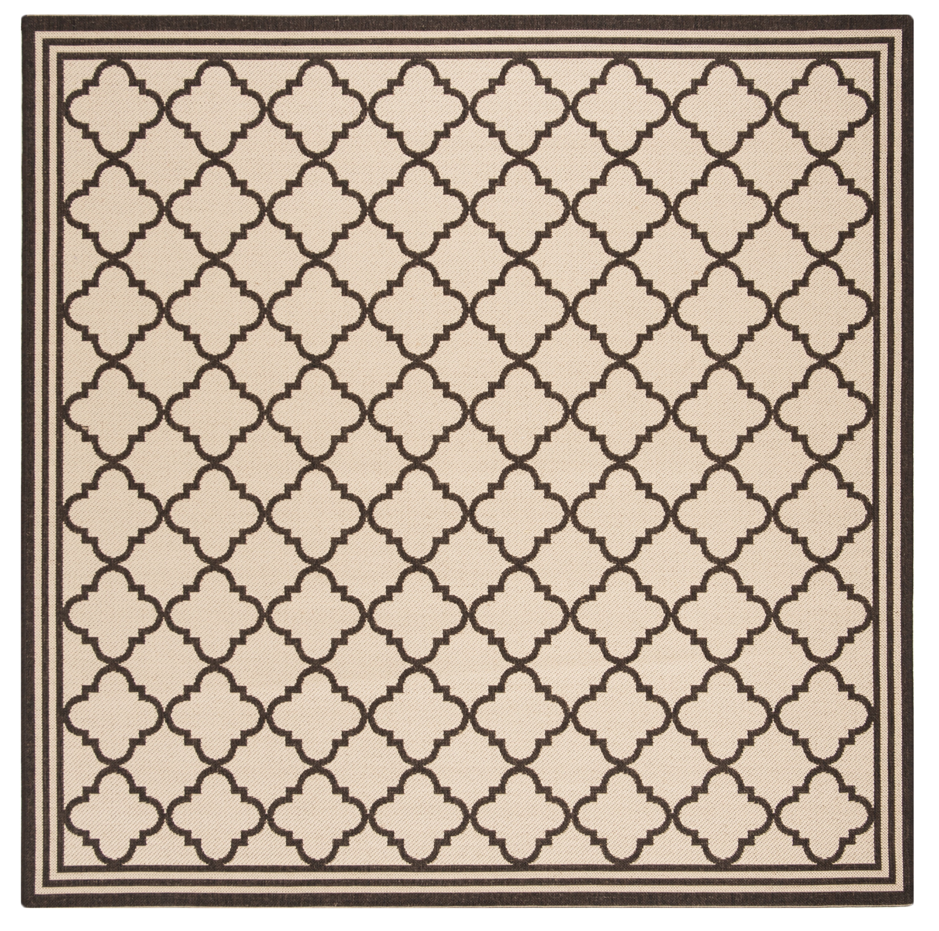 SAFAVIEH Beach House Richard Geometric Indoor/Outdoor Area Rug, Creme/Brown, 6'7" x 6'7" Square