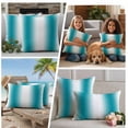 thumbnail image 5 of Teal White Ombre Outdoor Waterproof Pillow Covers, Modern Abstract Art Farmhouse Gradient Decorative Rectangle Throw Pillowcase Sofa Cushion Sham for Patio/Couch/Chair, 20"x12" 2 Pack, 5 of 8