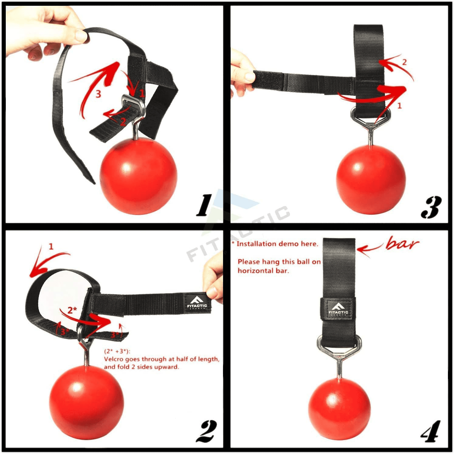 Fitactic Rock Climbing Solid Training Cannonball Bomb Power Pull up Ball Hold Grips for Straps for Finger, Forearm, Biceps, Back Muscles