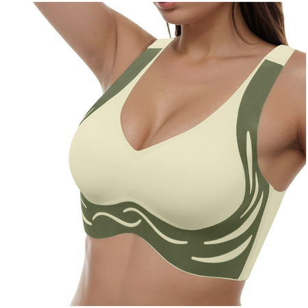 Gvdentm Women Bra Womens Bra Comfort Powerful Push-up Seamless Bra Smoothing No Underwire Anti Sagging Minimizer Bras for Women Light Green L