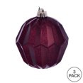 thumbnail image 3 of Vickerman 5" Burgundy Glitter Faceted Ball Ornament, 3 per Bag, 3 of 3