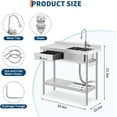 thumbnail image 7 of Ataucjin Stainless Steel Laundry Utility Sink, Freestanding Single Bowl Kitchen Sink with Hot & Cold Water Faucet, Built-In Wash Board, Drawer, Drain Basket, Dish Rack for Laundry Room, Garage, 7 of 7