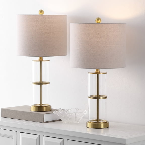 Safavieh Nalla 11.5" Modern Glass Table Lamp, Clear/Gold, Set of 2