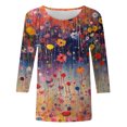 thumbnail image 4 of Trendfront Womens Abstract Print T Shirts Crewneck 3/4 Sleeve Relaxed Fit Casual Summer Fall Tee Tops for Women, 4 of 4