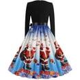 thumbnail image 4 of Abcnature Halloween Christmas Dresses,Long Sleeve Xmas Printed Dress,A-line Vintage Cocktail Holiday Party Dress,50s Housewife Evening Dress,V-Neck Elegant Princess Dress XXL, 4 of 5
