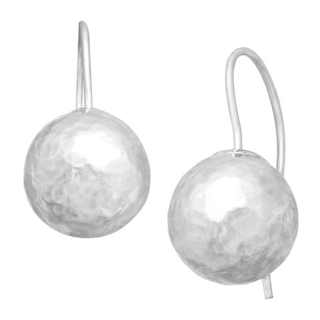 Just Gold Hammered Ball Drop Earrings in 14kt White Gold