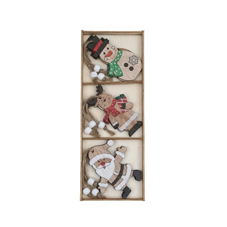 

ZHUASHUM 9PC Boxes Of The New Christmas Decoration Wooden Car Accessories Car Doll Pendant