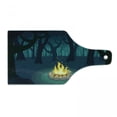 thumbnail image 1 of Happy Camper Cutting Board, Cartoon Illustration of Lonely Campfire in Woods at Night, Decorative Tempered Glass Cutting and Serving Board, in 3 Sizes, by Ambesonne, 1 of 2