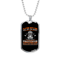 thumbnail image 1 of Playing With Fire Firefighter Stainless Steel or 18k Gold Dog Tag 24" Chain, 1 of 8