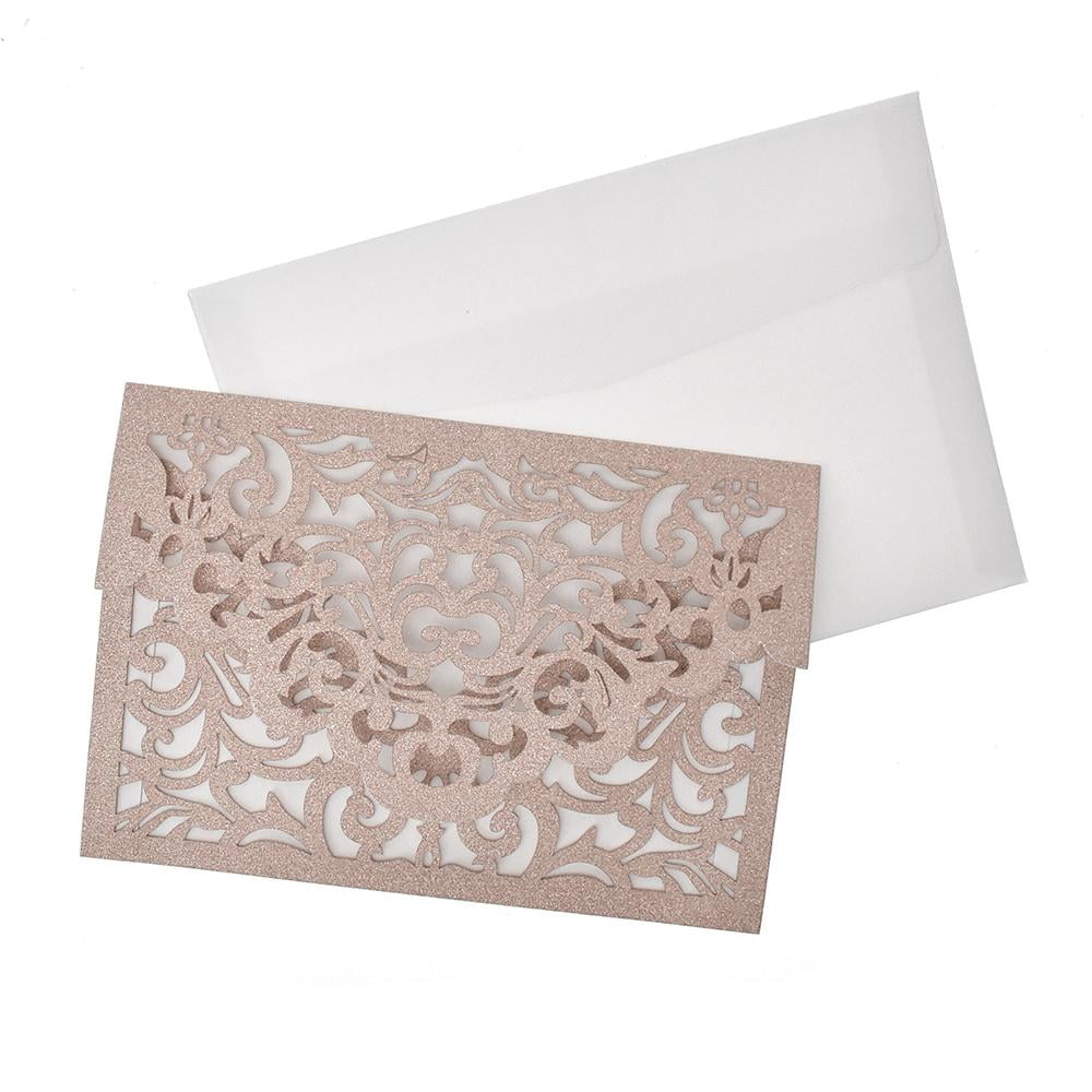 Baroque Glitter Laser Cut Invitations, 7-1/4-Inch, 8-Count, Rose Gold ...